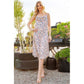 ORANGE FARM CLOTHING Satin Floral Print Cowl Neck Cocktail Dress with Adjustable Straps