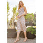ORANGE FARM CLOTHING Satin Floral Print Cowl Neck Cocktail Dress with Adjustable Straps