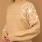 GILLI Flower Embroidery Mock Neck Sweater