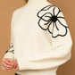 GILLI Flower Embroidery Mock Neck Sweater
