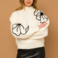 GILLI Flower Embroidery Mock Neck Sweater