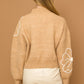 GILLI Flower Embroidery Mock Neck Sweater