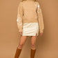 GILLI Flower Embroidery Mock Neck Sweater