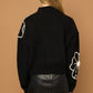 GILLI Flower Embroidery Mock Neck Sweater