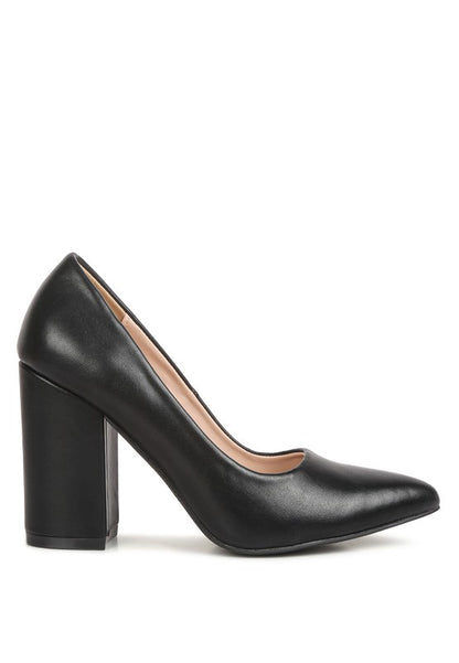 RAG & Co. ZHURI Faux Leather Solid Block Heel Pumps