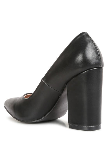 RAG & Co. ZHURI Faux Leather Solid Block Heel Pumps