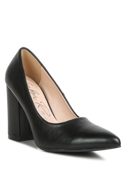 RAG & Co. ZHURI Faux Leather Solid Block Heel Pumps