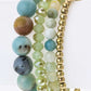 LA JEWELRY Semi Precious Beads Stretch Bracelets Set