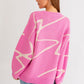 LE LIS Abstract Pattern Oversized Sweater Top