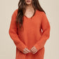 LISTICLE Women's Slouchy V-neck Ribbed Knit Sweater