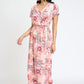 Floral Surplice Bodice Sash Maxi Dress