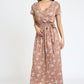 Floral Surplice Bodice Sash Maxi Dress