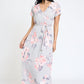 Floral Surplice Bodice Sash Maxi Dress