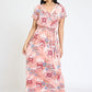 Floral Surplice Bodice Sash Maxi Dress