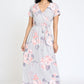 Floral Surplice Bodice Sash Maxi Dress