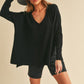 AEMI & Co. Chic V-neck Exposed Seam Sweater- Amaly Sweater