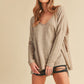 AEMI & Co. Chic V-neck Exposed Seam Sweater- Amaly Sweater
