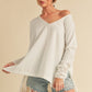 AEMI & Co. Chic V-neck Exposed Seam Sweater- Amaly Sweater