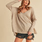 AEMI & Co. Chic V-neck Exposed Seam Sweater- Amaly Sweater