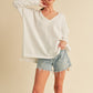 AEMI & Co. Chic V-neck Exposed Seam Sweater- Amaly Sweater