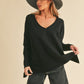 AEMI & Co. Chic V-neck Exposed Seam Sweater- Amaly Sweater