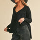 AEMI & Co. Chic V-neck Exposed Seam Sweater- Amaly Sweater