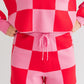 LE LIS Pink Magenta Checkered Sweater Shorts