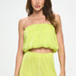 Renee C. Women's Sleeveless Plisse Tube Crop Top