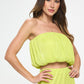 Renee C. Women's Sleeveless Plisse Tube Crop Top