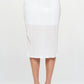 RENEE C. White Solid Plisse Midi Pencil Skirt