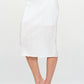 RENEE C. White Solid Plisse Midi Pencil Skirt