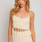LE LIS Tassel Detail Spaghetti Sweater Crop Top