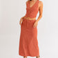 LE LIS Rust Cord Maxi Skirt