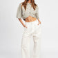 EMORY PARK Wide Sleeve Cropped Shirt
