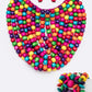 LA JEWELRY Wooden Beads Statement Necklace & Bracelet Set