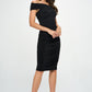 RENEE C. Black Off Shoulder Midi Bodycon Dress with Ruched