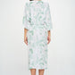 RENEE C. Tropical Leaf Print Kimono Dress with Front Twist