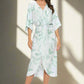RENEE C. Tropical Leaf Print Kimono Dress with Front Twist