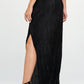 RENEE C. Black Plisse Maxi Skirt with Slit