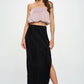 RENEE C. Black Plisse Maxi Skirt with Slit