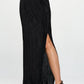 RENEE C. Black Plisse Maxi Skirt with Slit