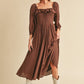 AEMI & Co. Smocked Bodice Squared Collard Dress - Geri Dress