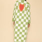 Long knit checkered cardigan