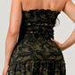 ATHINA Strapless Dark Camo Print High-Split Dress