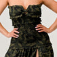 ATHINA Strapless Dark Camo Print High-Split Dress