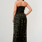 ATHINA Strapless Dark Camo Print High-Split Dress
