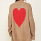 TIMING Long Sleeve Open Front Cardigan With Back Heart