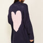 TIMING Long Sleeve Open Front Cardigan With Back Heart