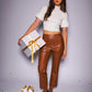 LE LIS Brown Faux Leather Straight Pants