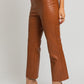 LE LIS Brown Faux Leather Straight Pants